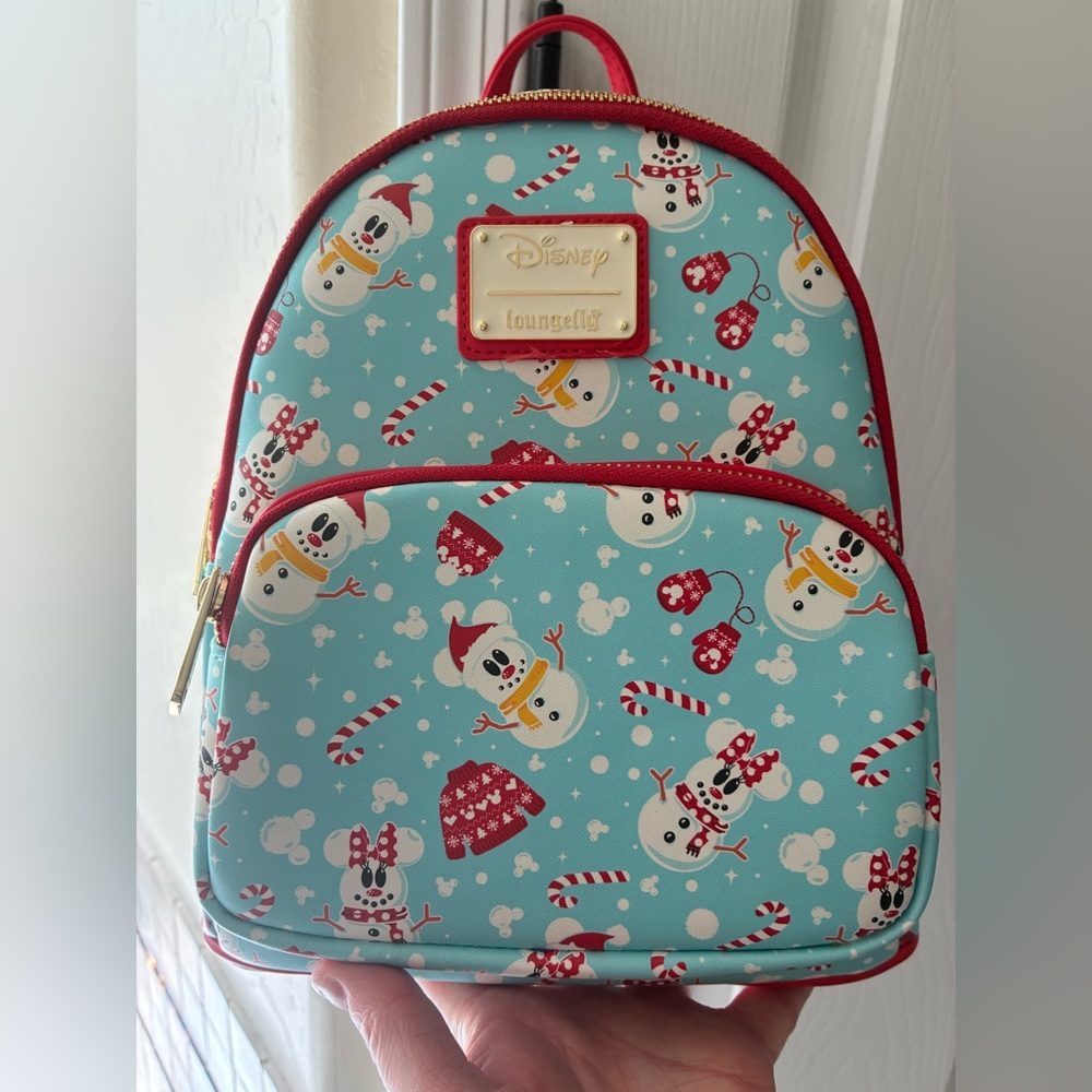Disney Loungefly Snowman Minnie and Mickey Backpack